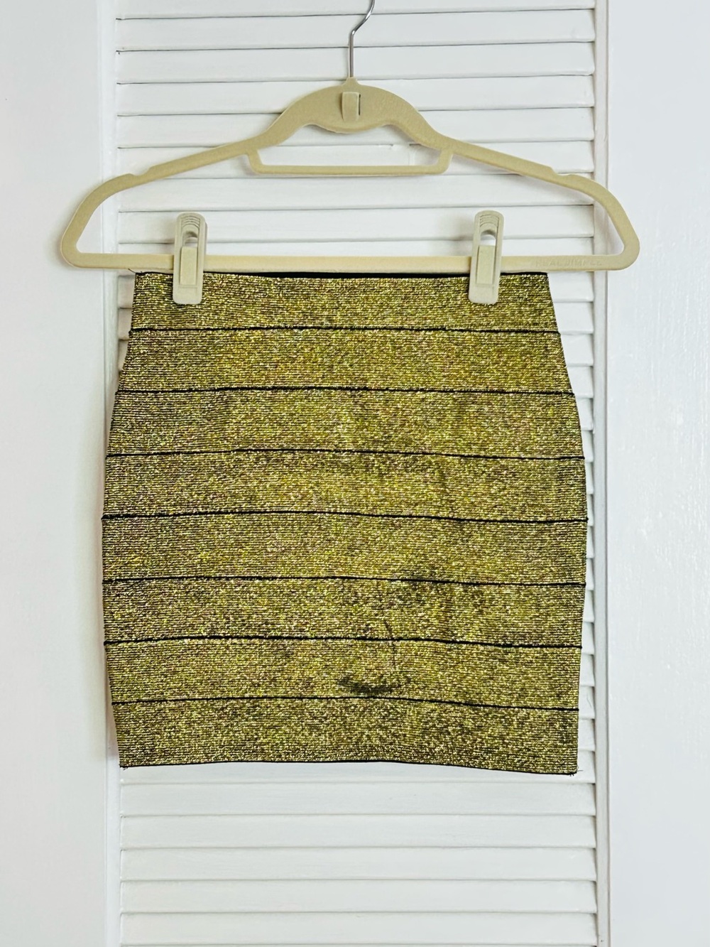 Forever 21 Gold Glitter Bandage Mini Skirt
